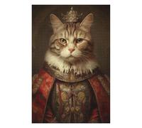 75x50cm/1000pcs Puzzles pour Adolescents King Cat with A Crown Puzzles pour Adultes Jeu Manuel Défi Difficile Aidez Votre Cerveau À Faire Travailler 75x50cm/1000pcs