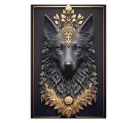75x50cm/1000pcs Puzzles pour Adolescents King Wolf Golden Art Deco Puzzles pour Adultes, Jouets À Monter Soi-même, Décoration Parfaite, Cadeaux d'anniversaire Uniques 75x50cm/1000pcs
