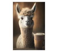 75x50cm/1000pcs Puzzles pour Adolescents Llama Drinks Coffee Puzzles pour Adultes Jeu Manuel Défi Difficile Aidez Votre Cerveau À Faire Travailler 75x50cm/1000pcs