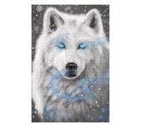 75x50cm/1000pcs Puzzles pour Adolescents Magic Ice Wolf Portrait Puzzle Mural, Jouet, Décoration, Défi Difficile, Cadeau Anti-Stress 75x50cm/1000pcs