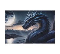 75x50cm/1000pcs Puzzles pour Adolescents Moonlight Dragon Fantasy Puzzles pour Adultes : Jeux Relaxants, Défis Difficiles, Cadeaux Et Anniversaires Uniques 75x50cm/1000pcs