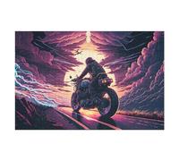 75x50cm/1000pcs Puzzles pour Adolescents Motorcycle Adventure Sunset Road Puzzles pour Adultes : Jeux Relaxants, Défis Difficiles, Cadeaux Et Anniversaires Uniques 75x50cm/1000pcs