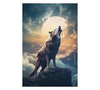 75x50cm/1000pcs Puzzles pour Adolescents Mystic Moon Wolf Puzzle pour Adultes, Jeu De Réflexion, Cadeau pour Femmes, Défi Éducatif 75x50cm/1000pcs