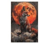 75x50cm/1000pcs Puzzles pour Adolescents Mystical Orange Wolf Puzzles Jeux Amusants Découpe De Précision Cadeaux Uniques pour Anniversaire Et Noël 75x50cm/1000pcs