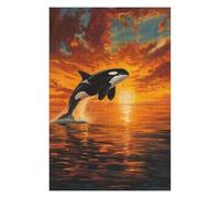 75x50cm/1000pcs Puzzles pour Adolescents Orca Sunset Ocean Scenic Puzzles pour Adultes - Jeu De Réflexion - Décoration Intérieure - Difficile Et Stimulant 75x50cm/1000pcs