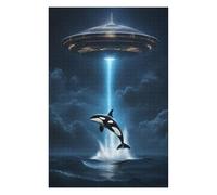 75x50cm/1000pcs Puzzles pour Adolescents Orca Whale Alien Spaceship Puzzle pour Adultes - Jeu Manuel - Décoration Parfaite - Difficile Et Stimulant 75x50cm/1000pcs