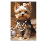 75x50cm/1000pcs Puzzles pour Adolescents Pearl-Adorned Yorkshire Terrier Puzzle Mural, Jouet, Décoration, Défi Difficile, Cadeau Anti-Stress 75x50cm/1000pcs