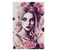 75x50cm/1000pcs Puzzles pour Adolescents Pink Flower Goth Girl Casse-têtes pour Adolescents - Jeu De Réflexion - Cadeau d'anniversaire - Activités Amusantes À La Maison 75x50cm/1000pcs