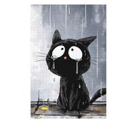 75x50cm/1000pcs Puzzles pour Adolescents Sad Black Cat in The Rain Puzzle pour Adultes - Jeu Familial - Niveau De Difficulté Élevé - Cadeaux De Noël Et d'anniversaire 75x50cm/1000pcs