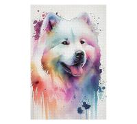 75x50cm/1000pcs Puzzles pour Adolescents Samoyed Watercolor Puzzle Anti-Stress - Décoration Idéale pour Un Anniversaire Ou Noël 75x50cm/1000pcs