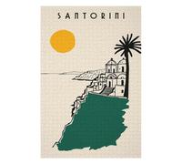 75x50cm/1000pcs Puzzles pour Adolescents Santorini Travel Poster Illustration Jeu De Puzzle Et De Réflexion, Cadeaux pour Femmes, À Offrir À Toute La Famille 75x50cm/1000pcs