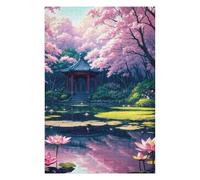 75x50cm/1000pcs Puzzles pour Adolescents Shrine Lotus Sakura Japan Puzzle Anti-Stress - Décoration Idéale pour Un Anniversaire Ou Noël 75x50cm/1000pcs