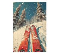 75x50cm/1000pcs Puzzles pour Adolescents Ski Vintage Skiing Casse-têtes pour Adolescents - Jeu De Réflexion - Cadeau d'anniversaire - Activités Amusantes À La Maison 75x50cm/1000pcs