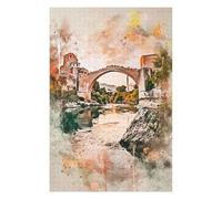 75x50cm/1000pcs Puzzles pour Adolescents Stari Most in Watercolor Puzzle Anti-Stress - Décoration Idéale pour Un Anniversaire Ou Noël 75x50cm/1000pcs