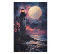 75x50cm/1000pcs Puzzles pour Adolescents Sunset Ocean Lighthouse Puzzles Jeux Amusants Découpe De Précision Cadeaux Uniques pour Anniversaire Et Noël 75x50cm/1000pcs
