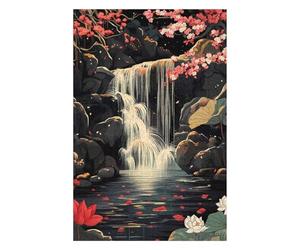 75x50cm/1000pcs Puzzles pour Adolescents Waterfall Serenity Cherry Blossoms Lotus Japanese Puzzles pour Adultes Jeux Amusants Vacances À La Maison Passer Le Temps Défi À Compléter 75x50cm/1000pcs