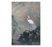 75x50cm/1000pcs Puzzles pour Adolescents White Heron in Misty Landscape Puzzles pour Adultes Jeux De Détente Cadeau d'anniversaire Cadeaux Uniques pour Un Anniversaire Et Noël 75x50cm/1000pcs