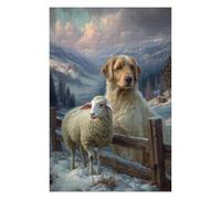 75x50cm/1000pcs Puzzles pour Adolescents Winter Farm Scene with Dog and Sheep Jeu De Puzzle Et De Réflexion, Cadeaux pour Femmes, À Offrir À Toute La Famille 75x50cm/1000pcs