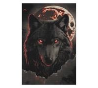 75x50cm/1000pcs Puzzles pour Adolescents Wolf Dark Moon Red Clouds Puzzles pour Adultes Jeu Manuel Défi Difficile Aidez Votre Cerveau À Faire Travailler 75x50cm/1000pcs