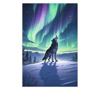 75x50cm/1000pcs Puzzles pour Adolescents Wolf Howling Aurora Borealis Casse-têtes pour Adolescents - Jeu De Réflexion - Cadeau d'anniversaire - Activités Amusantes À La Maison 75x50cm/1000pcs
