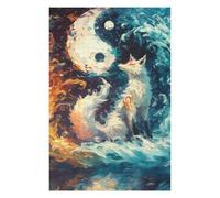 75x50cm/1000pcs Puzzles pour Adolescents Yin Yang Fox Puzzles Jeux Amusants Découpe De Précision Cadeaux Uniques pour Anniversaire Et Noël 75x50cm/1000pcs
