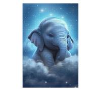 75x50cm/1000pcs Puzzles pour Adultes Baby Elephant in Clouds Puzzles pour Adolescents Jeu Manuel Améliore La Mémoire Cadeaux Uniques pour Anniversaire Et Noël 75x50cm/1000pcs