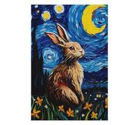 75x50cm/1000pcs Puzzles pour Adultes - Cadeaux The Starry Night Rabbit Puzzle pour Adultes - Jeu Manuel - Décoration Murale - Cadeaux pour Amis Et Famille 75x50cm/1000pcs