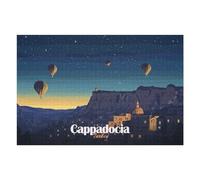 75x50cm/1000pcs Puzzles pour Adultes Cappadocia Turkey Hot Air Balloons Night Puzzles pour Adolescents Jeux Relaxants Décoration Murale Cadeaux Uniques pour Anniversaire Et Noël 75x50cm/1000pcs