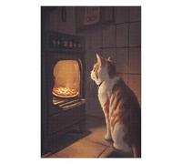 75x50cm/1000pcs Puzzles pour Adultes Cat Watching Pizza Bake Puzzle pour Adultes - Jeu Manuel - Idée De Jeu Éducatif pour Se Divertir À La Maison 75x50cm/1000pcs