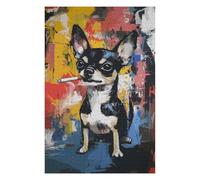 75x50cm/1000pcs Puzzles pour Adultes Chihuahua Smoking Casse-tête pour Adultes, Jeu De Réflexion, Cadeaux pour Femmes, Interaction Parent-Enfant 75x50cm/1000pcs