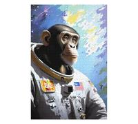 75x50cm/1000pcs Puzzles pour Adultes Chimpanzee Astronaut in Space Suit Jeux De Puzzle Relaxants Course De Vitesse Manuelle Cadeaux Uniques pour Anniversaire Et Noël 75x50cm/1000pcs