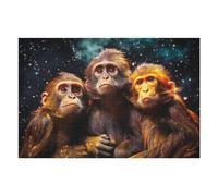 75x50cm/1000pcs Puzzles pour Adultes Chimpanzee Trio in Cosmic Light Puzzle pour Adultes - Jeux De Détente - Course De Vitesse Manuelle - Difficile Et Stimulant 75x50cm/1000pcs