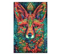 75x50cm/1000pcs Puzzles pour Adultes Colorful Fox Mandala Artwork Puzzle - Jeu Manuel - Décoration Murale - Cadeaux Uniques pour Anniversaire Et Noël 75x50cm/1000pcs