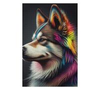 75x50cm/1000pcs Puzzles pour Adultes Colorful Wolf Portrait-9 Puzzle pour Adultes, Jouet, Décoration Murale, Analyse Et Logique, Activités Ludiques À La Maison 75x50cm/1000pcs