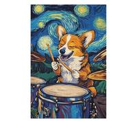 75x50cm/1000pcs Puzzles pour Adultes Corgi Drummer Starry Night Puzzles pour Adultes À Monter Soi-même - Jouets De Précision - Cadeaux Uniques pour Un Anniversaire Ou Noël 75x50cm/1000pcs