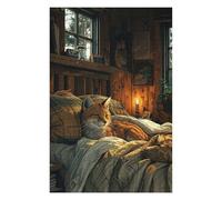 75x50cm/1000pcs Puzzles pour Adultes Cute Fox Sleeping on Bed Puzzles pour Adultes À Monter Soi-même - Jouets De Précision - Cadeaux Uniques pour Un Anniversaire Ou Noël 75x50cm/1000pcs