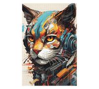 75x50cm/1000pcs Puzzles pour Adultes Cyborg Cat Machine Head Casse-têtes pour Adultes, Jeu De Réflexion, Découpe De Précision, Difficile Et Stimulant 75x50cm/1000pcs