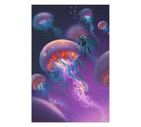 75x50cm/1000pcs Puzzles pour Adultes Dive Among Glowing Jellyfish Puzzle pour Adultes - Jeu De Réflexion - Défi Difficile Et Stimulant 75x50cm/1000pcs