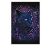 75x50cm/1000pcs Puzzles pour Adultes Enchanted Forest Cat -3 Puzzles pour Adultes Jeux De Société Décoration Murale Interaction Parent-Enfant 75x50cm/1000pcs