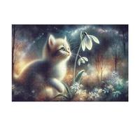 75x50cm/1000pcs Puzzles pour Adultes Enchanted Forest Kitten Puzzles pour Adultes Jeu De Réflexion Course De Vitesse Manuelle Défi Éducatif 75x50cm/1000pcs