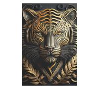 75x50cm/1000pcs Puzzles pour Adultes Golden Tiger Art Deco Jeux De Puzzle Relaxants Analyse Et Logique Cadeaux Uniques pour Un Anniversaire Et Noël 75x50cm/1000pcs