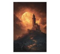 75x50cm/1000pcs Puzzles pour Adultes Halloween Castle with Full Moon Puzzles pour Adolescents Jeux Relaxants Décoration Murale Cadeaux Uniques pour Anniversaire Et Noël 75x50cm/1000pcs