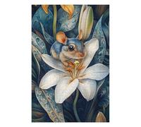 75x50cm/1000pcs Puzzles pour Adultes Mouse on White Lily Puzzles pour Adolescents Jouets À Faire Soi-même Découpe De Précision Interaction Parent-Enfant 75x50cm/1000pcs