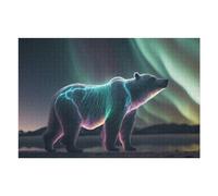 75x50cm/1000pcs Puzzles pour Adultes Polar Bear with Aurora Borealis Puzzles pour Adolescents Jeux Relaxants Anti-Stress Difficiles Et Stimulants 75x50cm/1000pcs