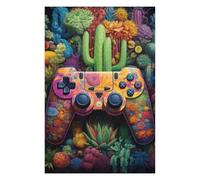 75x50cm/1000pcs Puzzles pour Adultes Puzzle Colorful Desert Cactus Controller Puzzle pour Adultes Jeu Familial Amusant Et Humoristique Activités Amusantes À La Maison 75x50cm/1000pcs