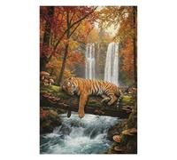 75x50cm/1000pcs Puzzles pour Adultes Resting Tiger by Waterfall in Autumn Puzzles pour Adultes Jeu De Réflexion Course De Vitesse Manuelle Défi Éducatif 75x50cm/1000pcs