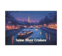 75x50cm/1000pcs Puzzles Pour Adultes Seine River Cruises Paris Night Jeu De Réflexion Puzzle, Passe-temps Idéal Pour Les Vacances À La Maison, Cadeaux D'anniversaire Et De Noël Uniques 75x50cm/1000pcs