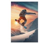 75x50cm/1000pcs Puzzles pour Adultes Snowboarder's Sunset Leap Puzzle - Jeu Manuel - Décoration Murale - Cadeaux Uniques pour Anniversaire Et Noël 75x50cm/1000pcs