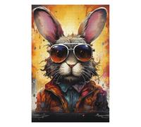 75x50cm/1000pcs Puzzles pour Adultes Stylish Rabbit Art Print Puzzles pour Adolescents Jeu Manuel Améliore La Mémoire Cadeaux Uniques pour Anniversaire Et Noël 75x50cm/1000pcs