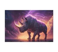 75x50cm/1000pcs Puzzles pour Adultes Thundering Rhino Storm -3 Jeu De Réflexion Puzzle, Passe-Temps Idéal pour Les Vacances À La Maison, Cadeaux d'anniversaire Et De Noël Uniques 75x50cm/1000pcs